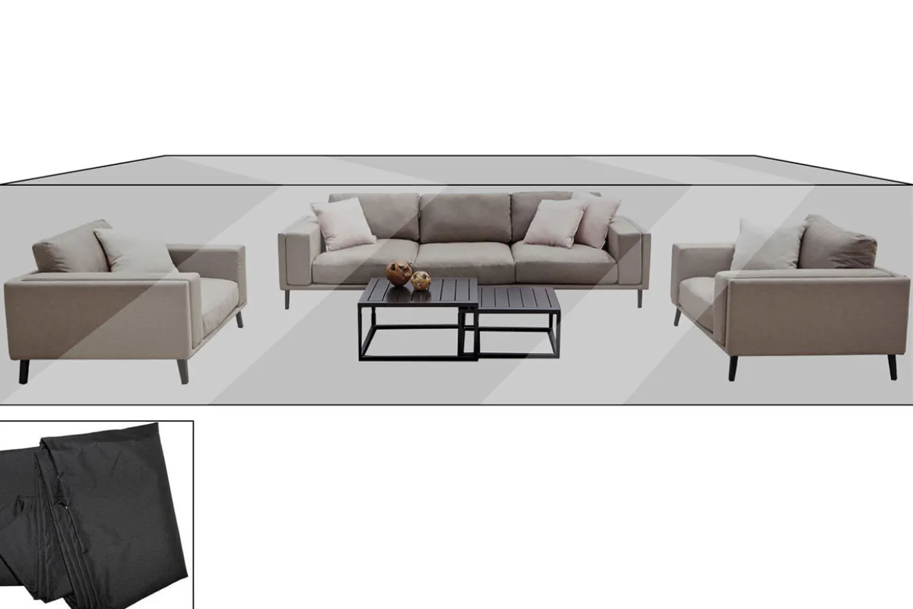 OUTFLEXX Premium Abdeckhaube für Lounge, z.B. Lazy Lounge, 470x224x55cm, wasserbeständig, schwarz