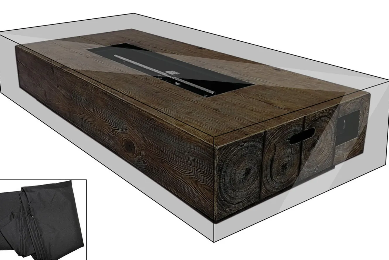OUTFLEXX Premium Abdeckhaube für Feuertische z.B. 18926, 157x75x30cm, wasserbeständig, schwarz