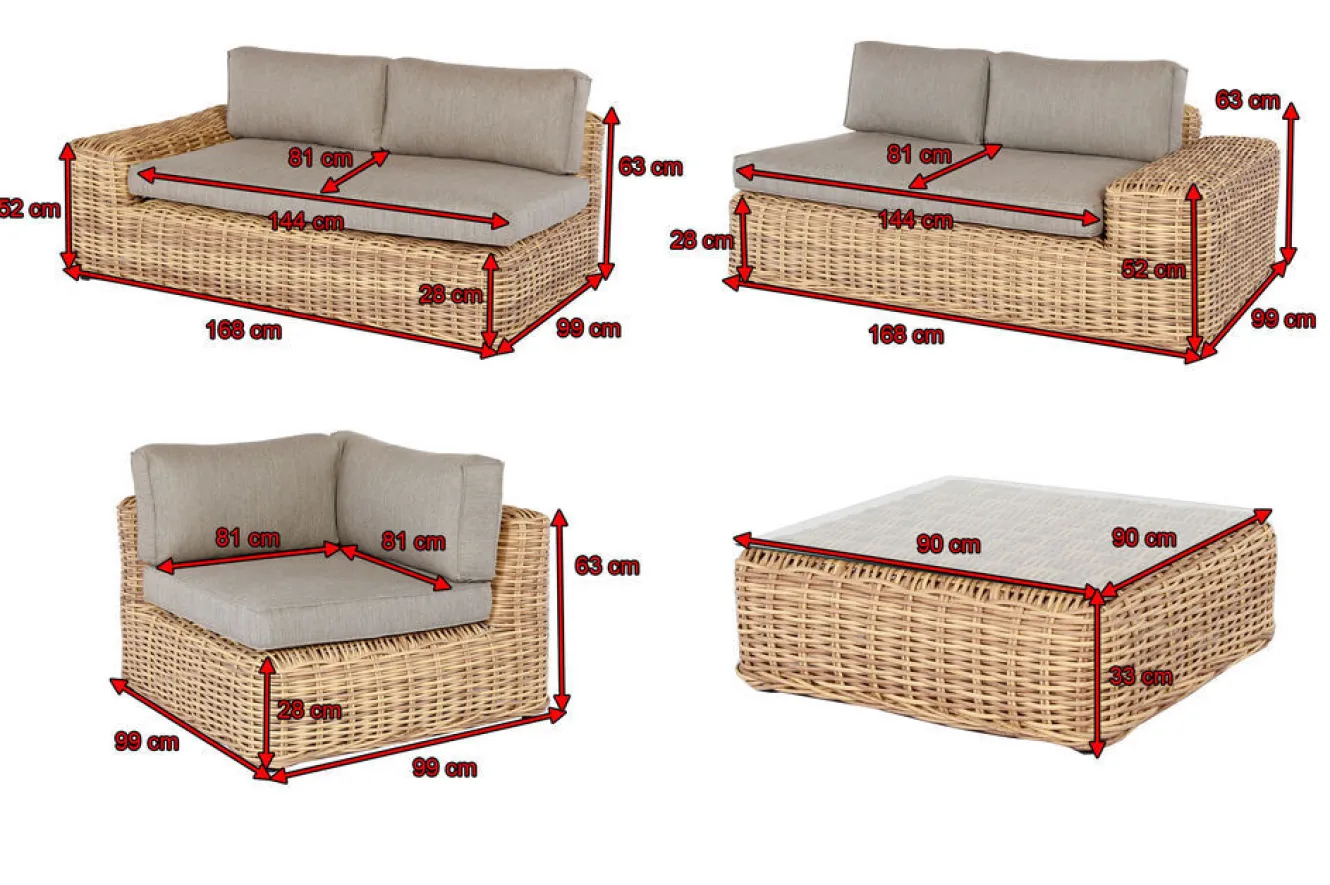 OUTFLEXX Premium Abdeckhaubenset für Lounge, z.B. 18853/ 20790/ 20907, 4,tlg., wasserbeständig, schwarz