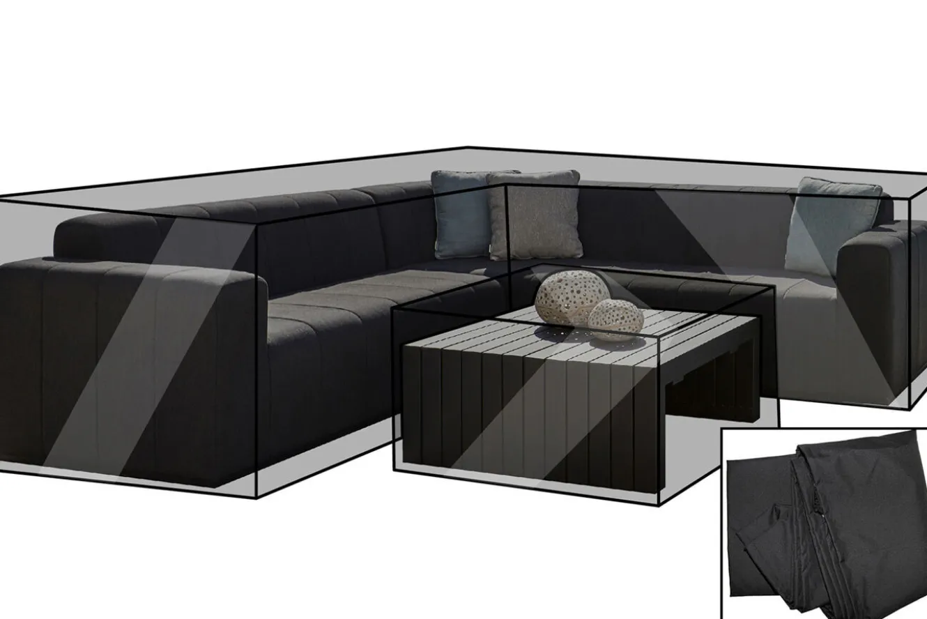 OUTFLEXX Premium Abdeckhaubenset, für Garten-Essgruppe, z.B. 18519, schwarz, 261x327x77cm + 2x 92x47x37cm, wasserbeständig