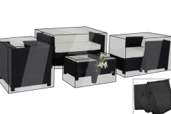 OUTFLEXX Premium Abdeckhauben-Set für Garten-Essgruppe: 1298 / 1299, schwarz, wasserbeständig, bis 2015er Version