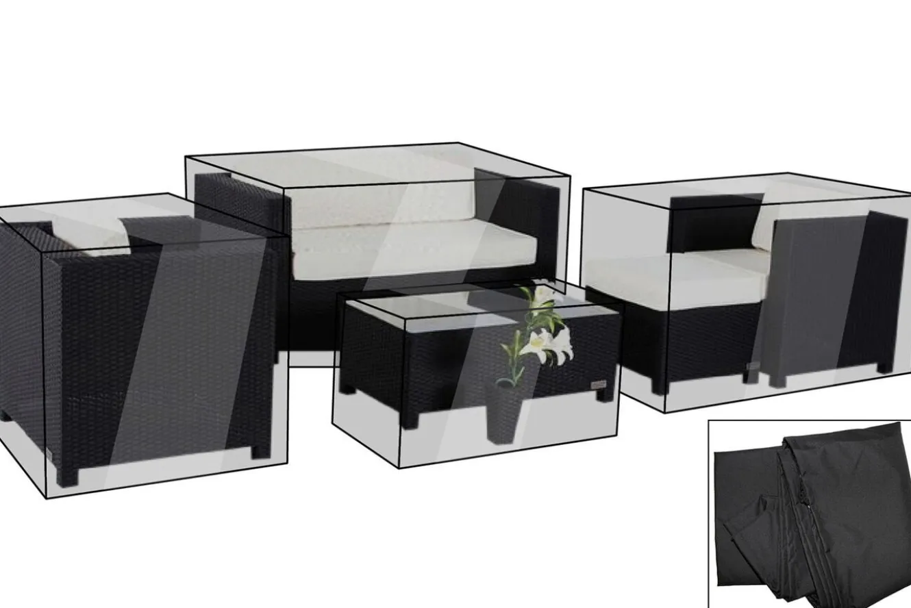 OUTFLEXX Premium Abdeckhauben-Set für Garten-Essgruppe: 1298 / 1299, schwarz, wasserbeständig, bis 2015er Version