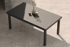 OUTFLEXX Premium Ausziehtisch, anthrazit/grau, Alu/Sicherheitsglas, 180/240x100cm, automatischer Ausziehmechanismus