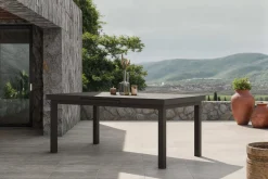OUTFLEXX Premium Ausziehtisch, anthrazit/grau, Alu/Sicherheitsglas, 180/240x100cm, automatischer Ausziehmechanismus