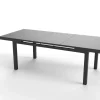 OUTFLEXX Premium Ausziehtisch, anthrazit matt/grau, Alu/Glas, 180/240x100cm, automatischer Ausziehmechanismus