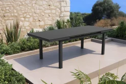 OUTFLEXX Premium Ausziehtisch, anthrazit/grau, Aluminium/Glas, 180/240x100cm, automatischer Ausziehmechanismus