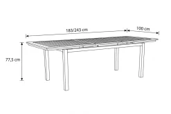 OUTFLEXX Premium Ausziehtisch, anthrazit matt, Alu/Teak, 180/240x100cm, automatischer Ausziehmechanismus