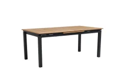 OUTFLEXX Premium Ausziehtisch, anthrazit matt, Alu/Teak, 180/240x100cm, automatischer Ausziehmechanismus