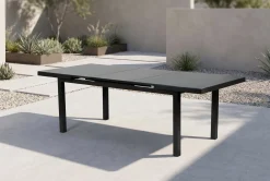 OUTFLEXX Premium Ausziehtisch, anthrazit/grau, Alu/Glas, 180/240x100cm, automatischer Ausziehmechanismus