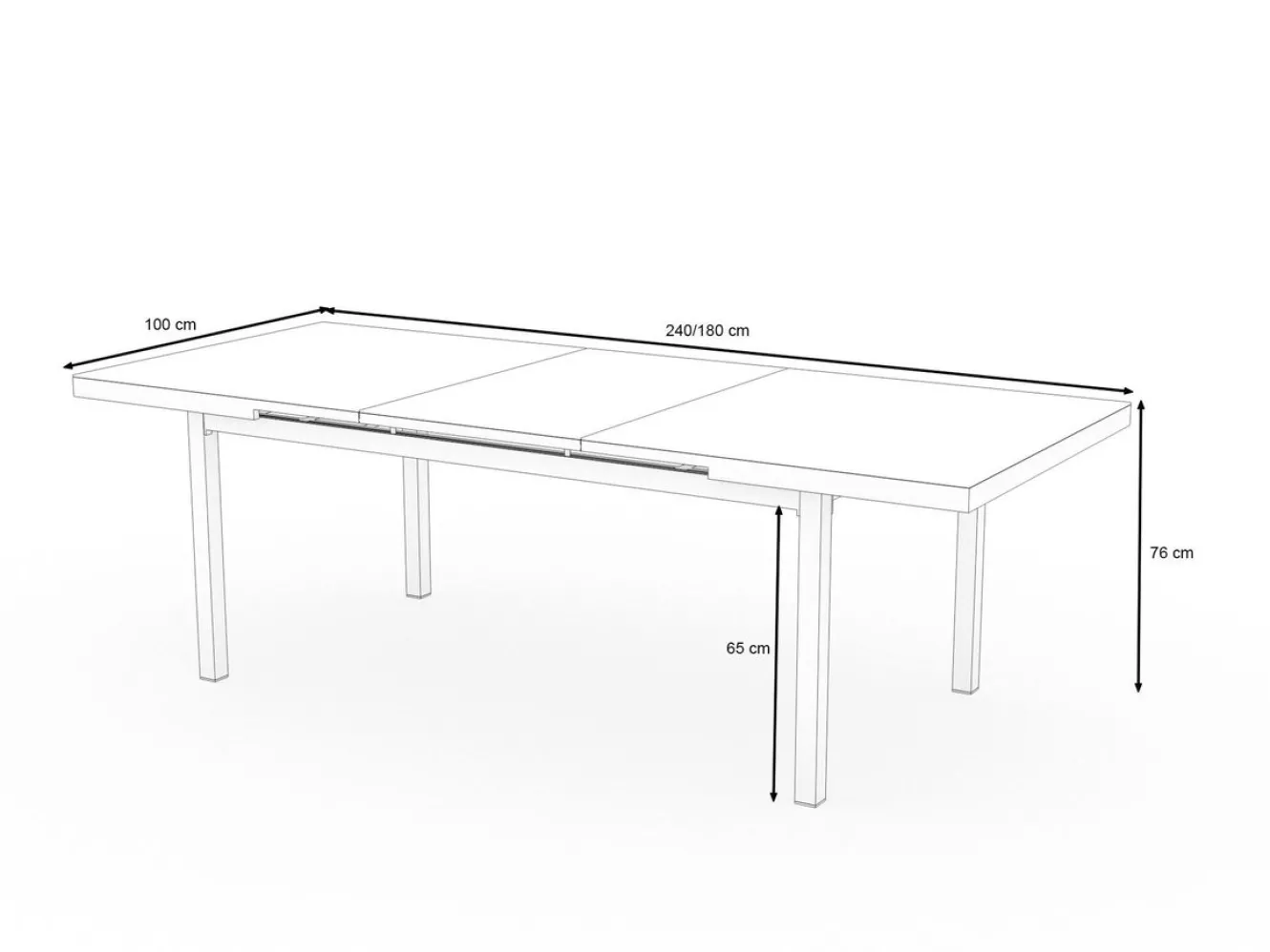 OUTFLEXX Premium Ausziehtisch, anthrazit/grau, Alu/Glas, 180/240x100cm, automatischer Ausziehmechanismus