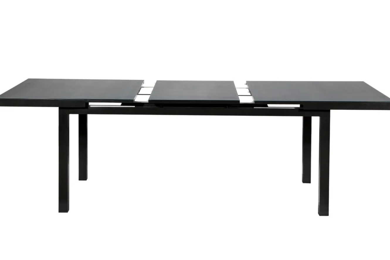 OUTFLEXX Premium Ausziehtisch, anthrazit/grau, Alu/Glas, 180/240x100cm, automatischer Ausziehmechanismus