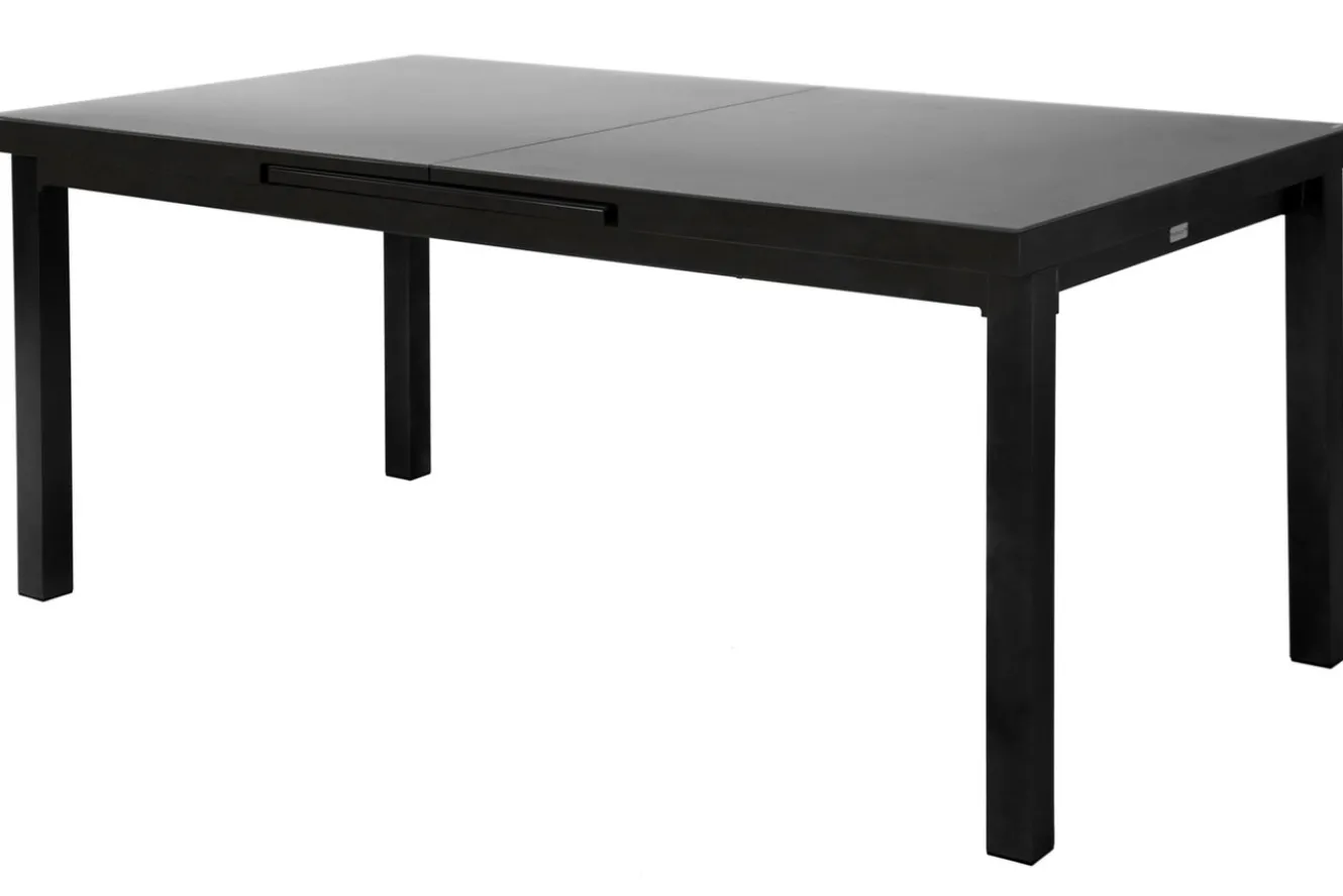OUTFLEXX Premium Ausziehtisch, anthrazit/grau, Alu/Glas, 180/240x100cm, automatischer Ausziehmechanismus