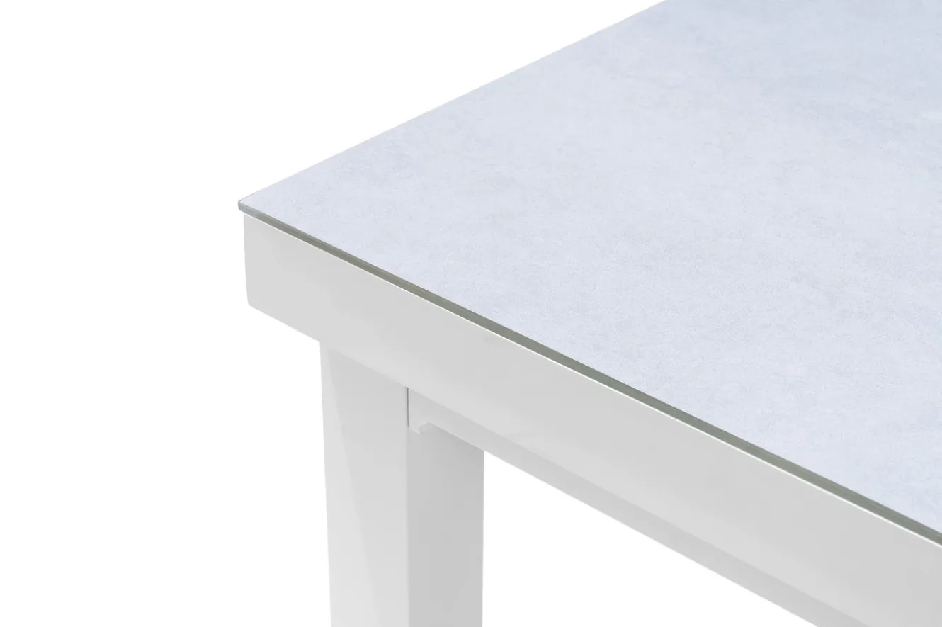 OUTFLEXX Premium Ausziehtisch, weiß, Alu/Glas, 180/240 x 100 cm, witterungsbeständig, hohe Belastbarkeit