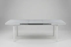 OUTFLEXX Premium Ausziehtisch, weiß, Alu/Glas, 180/240 x 100 cm, witterungsbeständig, hohe Belastbarkeit