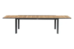 OUTFLEXX Premium Ausziehtisch, anthrazit matt, Alu/Teak, 200/320 x 100 cm, automatischer Ausziehmechanismus, witterungsbeständig
