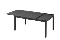 OUTFLEXX Premium Ausziehtisch, anthrazit matt, Alu/Spraystone, Tischplatte 160/260 x 100 cm, pulverbeschichtet, höhenverstellbare Füße