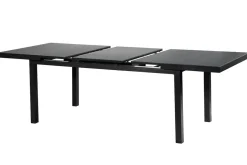 OUTFLEXX Premium Garten-Essgruppe, OUTFLEXX® anthrazit matt, Alu / Glas / Teak, Tisch 180/240x100cm, 8 Klappstühle