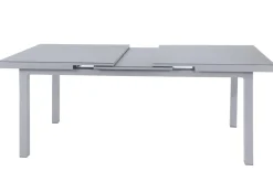 OUTFLEXX Premium Garten-Essgruppe, silber/grau, Alu/Textilene, Ausziehtisch 180/240 x 100 cm, 6 Stapelsessel