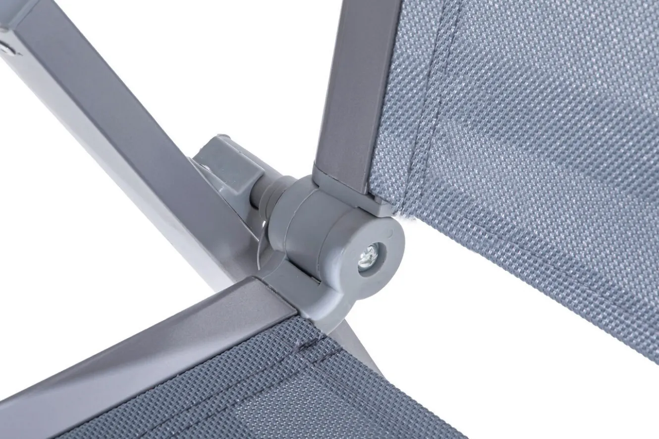 OUTFLEXX Premium Garten-Essgruppe, silber/grau, Alu/Textilene, Ausziehtisch 180/240 x 100 cm, 6 Stapel-, 2 Klappstühle