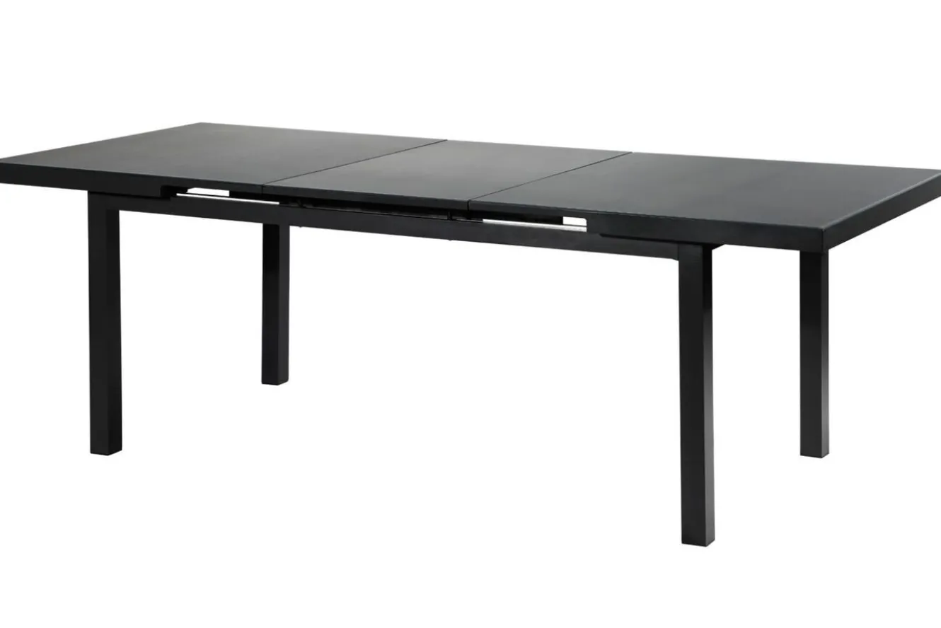 OUTFLEXX Premium Garten-Essgruppe, OUTFLEXX® anthrazit matt, Alu/Textilene, Tisch 180/240x100cm, 4 Stapel-, 2 Klappstühle