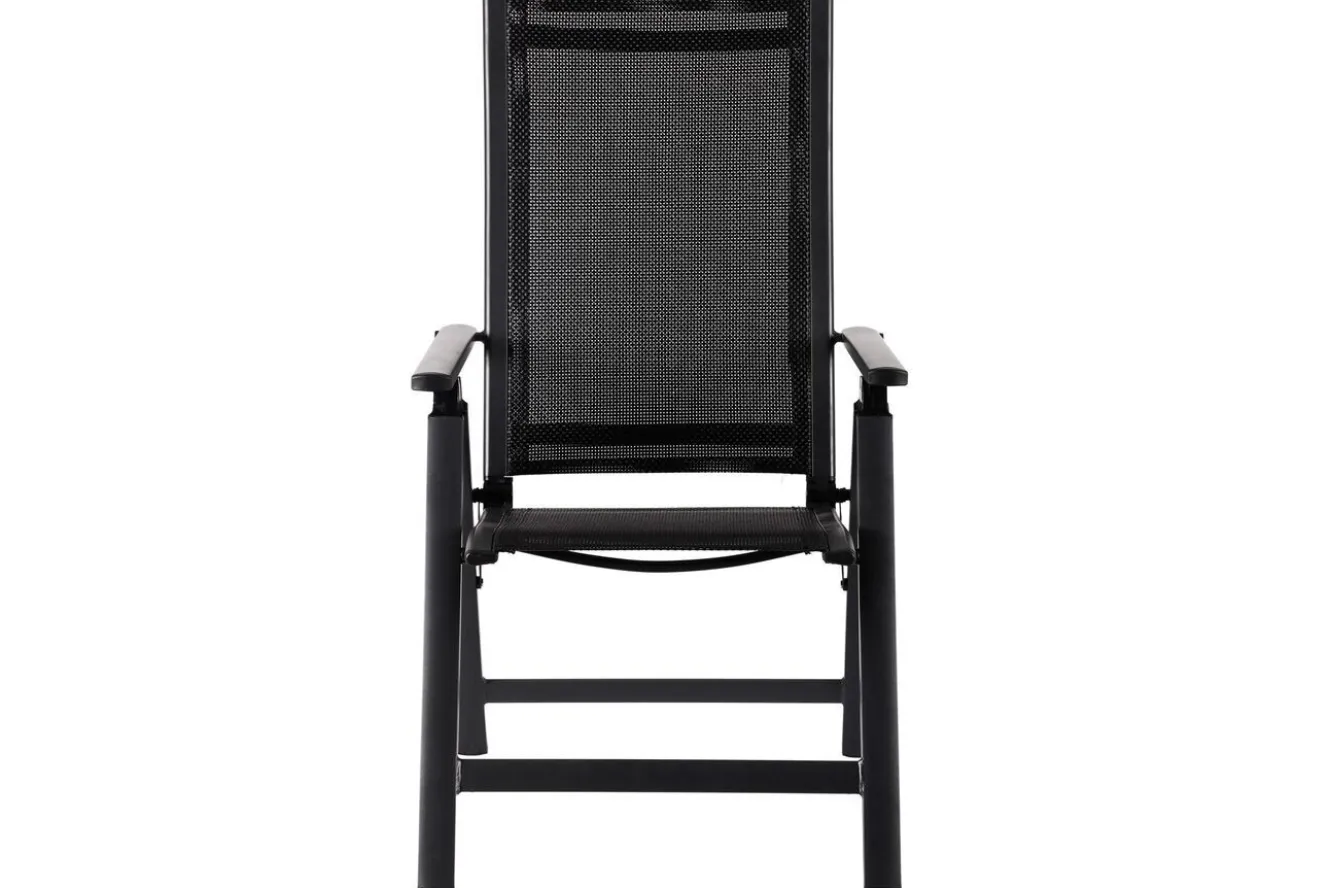 OUTFLEXX Premium Garten-Essgruppe, OUTFLEXX® anthrazit matt, Alu/Textilene, Tisch 180/240x100cm, 4 Stapel-, 2 Klappstühle