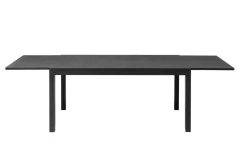 OUTFLEXX Premium Garten-Essgruppe, anthrazit/grau, Alu / Spraystone / Textilene, Tisch 160/260 x 100 cm, 6 Klappstühle