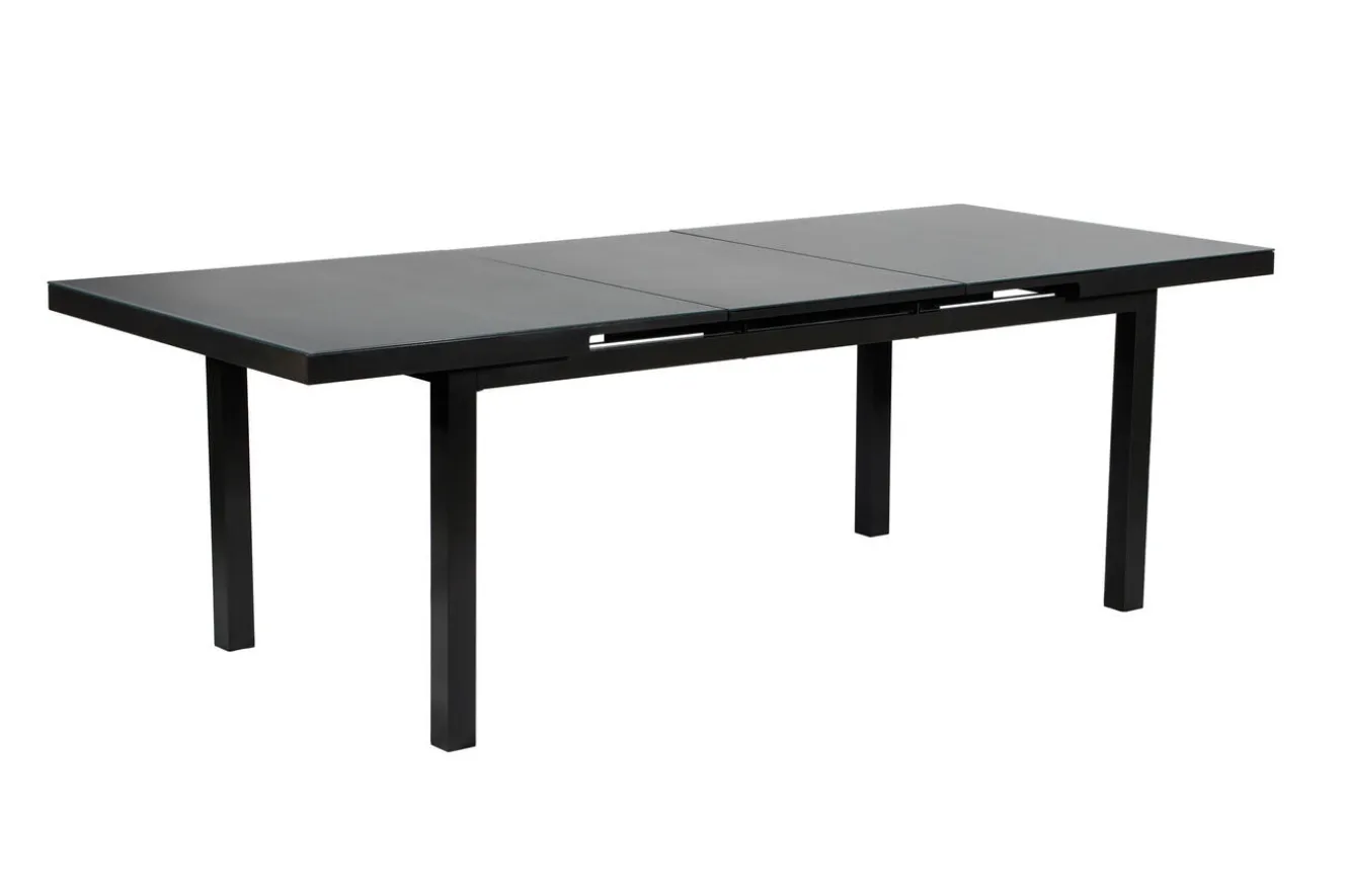 OUTFLEXX Premium Garten-Essgruppe, anthrazit/grau, Alu/Textilene, Ausziehtisch 180/240x100cm, 6 Stapelsessel