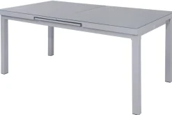 OUTFLEXX Premium Garten-Essgruppe, silber/grau, Alu/Textilene, Ausziehtisch 180/240 x 100 cm, 4 Stapel-, 2 Klappstühle
