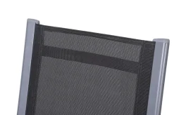 OUTFLEXX Premium Garten-Essgruppe, silber/grau, Alu/Textilene, Ausziehtisch 180/240 x 100 cm, 4 Stapel-, 2 Klappstühle