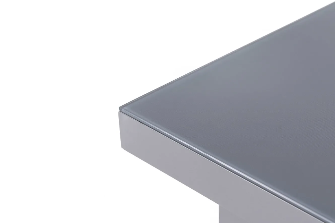 OUTFLEXX Premium Garten-Essgruppe, silber/anthrazit, Alu/Textilene, Ausziehtisch 180/240 x 100 cm, 6 Klappstühle