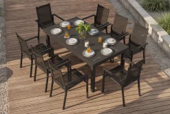 OUTFLEXX Premium Garten-Essgruppe, 8 Personen, ausziehbar, 180-240cm, Alu/Textilene