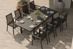 OUTFLEXX Premium Garten-Essgruppe, 8 Personen, ausziehbar, 180-240cm, Alu/Textilene