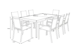 OUTFLEXX Premium Garten-Essgruppe, 8 Personen, ausziehbar, 180-240cm, Alu/Textilene