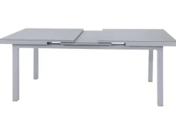 OUTFLEXX Premium Garten-Essgruppe, silber/grau, Alu/Textilene, Ausziehtisch 180/240 x 100 cm, 8 Stapelsessel