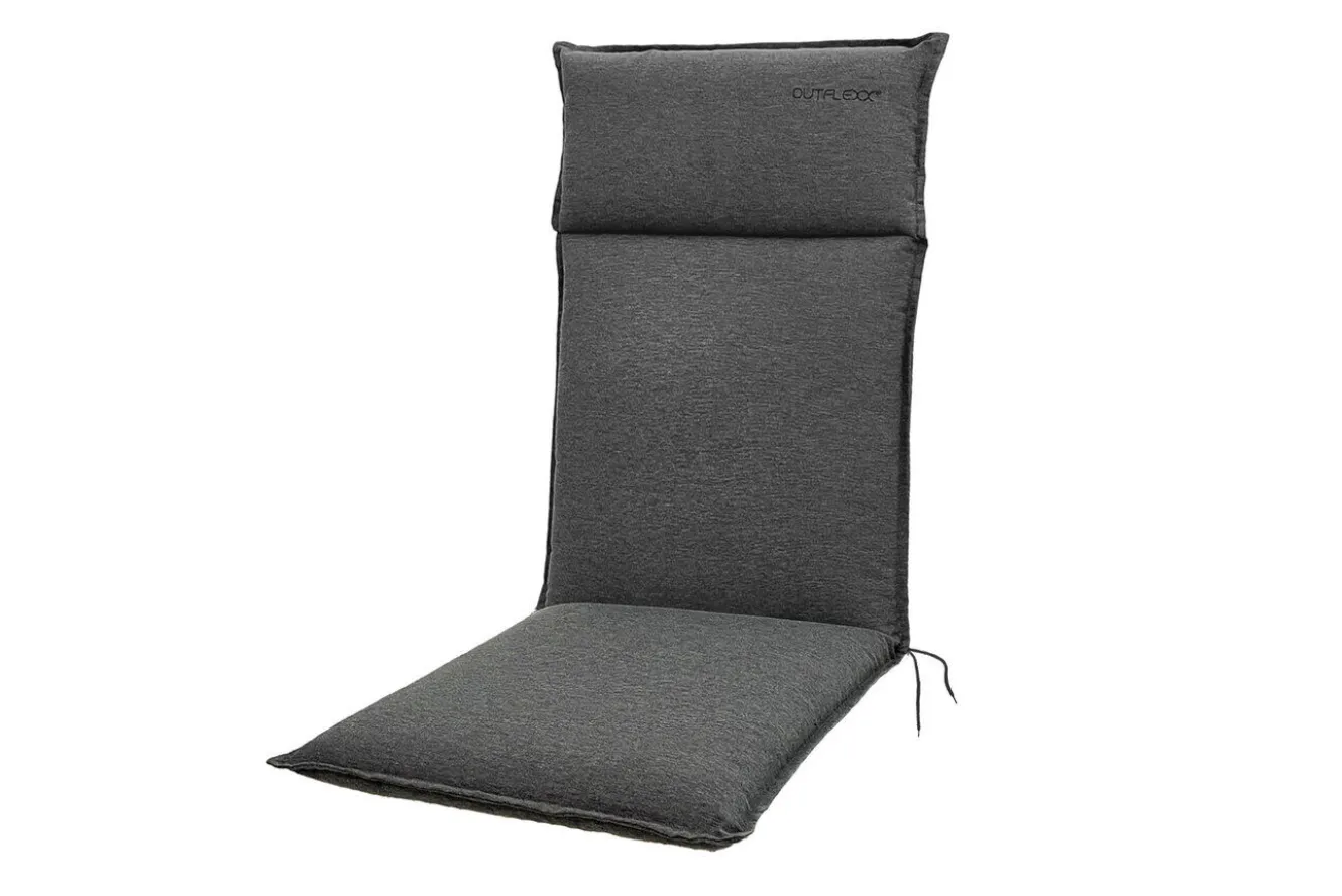 OUTFLEXX Premium Garten-Essgruppe, anthrazit matt/schwarz, Alu/Spraystone/Textilene, 160/260 x 100 cm, 6 Klappstühle inkl. 6 Auflagen