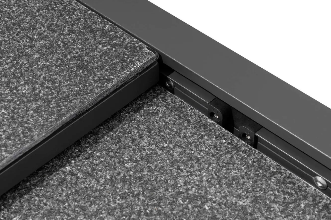 OUTFLEXX Premium Garten-Essgruppe, anthrazit matt/schwarz/natur, Alu/Spraystone/Textilene, 160/260 x 100 cm, 6 Klappstühle inkl. 6 Auflagen