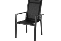 OUTFLEXX Premium Garten-Essgruppe, OUTFLEXX® anthrazit matt, Alu/Textilene, Tisch 180/240x100cm, 6 Stapelsessel