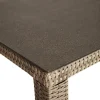 OUTFLEXX Rabida Balkon-Set, champagner-meliert, Polyrattan, Tisch 90x90 cm, 2 Stapelstühle, Glasplatte in Steinoptik