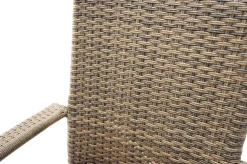 OUTFLEXX Rabida Balkon-Set, champagner-meliert, Polyrattan, Tisch 90x90 cm, 2 Stapelstühle, Glasplatte in Steinoptik