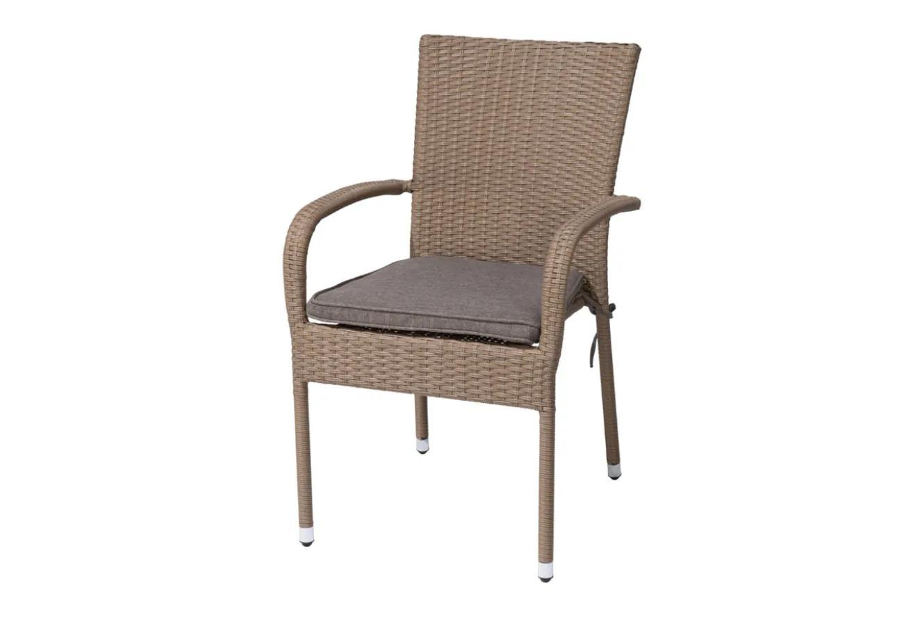 OUTFLEXX Rabida Basic Stapelstuhl, champagner-meliert, Polyrattan, 64 x 56 x 92 cm, inkl. Polster