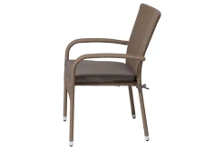 OUTFLEXX Rabida Basic Stapelstuhl, champagner-meliert, Polyrattan, 64 x 56 x 92 cm, inkl. Polster