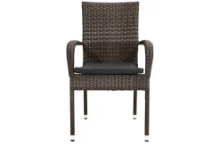 OUTFLEXX Rocking Balkon-Set, grau/braun-meliert, Polyrattan, Tisch 90x90 cm, 2 Stapelstühle, Glasplatte in Steinoptik