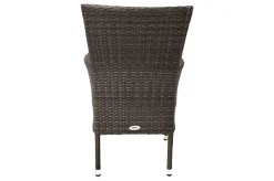 OUTFLEXX Rocking Balkon-Set, grau/braun-meliert, Polyrattan, Tisch 90x90 cm, 2 Stapelsessel, Glasplatte in Steinoptik