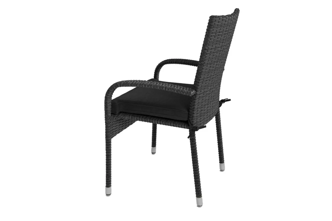 OUTFLEXX Rocking Basic Stapelstuhl, grau/braun-meliert, Polyrattan, 56 x 64 x 92 cm, inkl. Polster