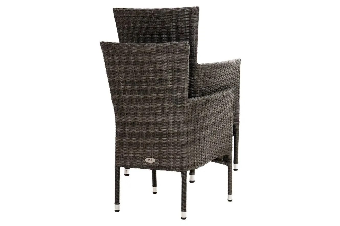 OUTFLEXX Rocking Basic Stapelsessel, grau/braun-meliert, Polyrattan, 59 x 62 x 92 cm, inkl. Polster