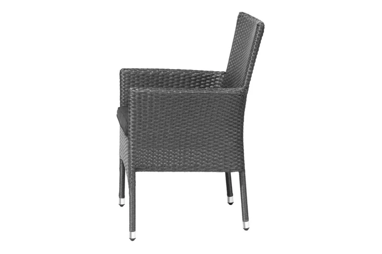 OUTFLEXX Rocking Basic Stapelsessel, grau/braun-meliert, Polyrattan, 59 x 62 x 92 cm, inkl. Polster