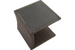 OUTFLEXX Rocking Beistelltisch, grau/braun-meliert, Polyrattan, 50x45x50 cm, Glasplatte in Steinoptik
