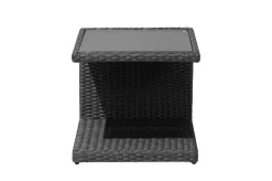 OUTFLEXX Rocking Beistelltisch, grau/braun-meliert, Polyrattan, 50x45x50 cm, Glasplatte in Steinoptik