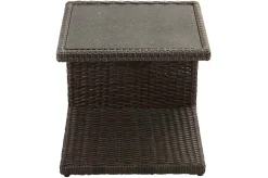 OUTFLEXX Rocking Beistelltisch, grau/braun-meliert, Polyrattan, 50x45x50 cm, Glasplatte in Steinoptik