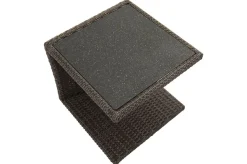 OUTFLEXX Rocking Beistelltisch, grau/braun-meliert, Polyrattan, 50x45x50 cm, Glasplatte in Steinoptik